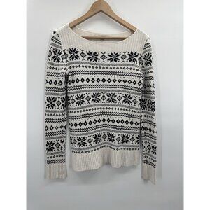 Loft Y2K Small Sweater Nordic Fair Isle Sparkle Snowflake Apres Ski Cozy Sequin